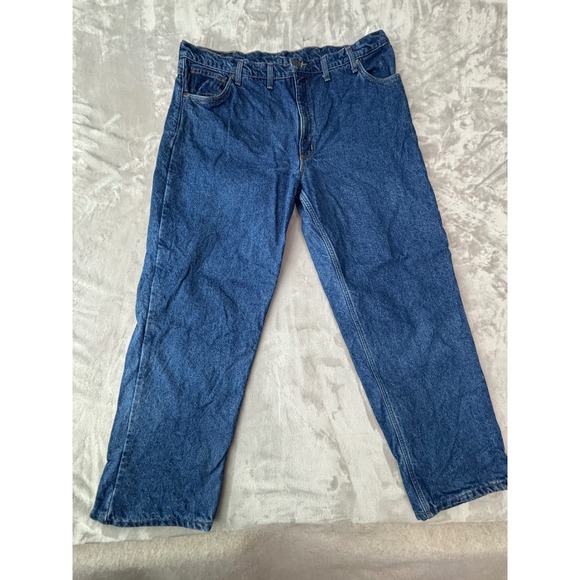 Carhartt Other - Carhartt B21DST Relaxed Fit Flannel Lined Jeans Dark Stone Blue Mens 44x32 Denim